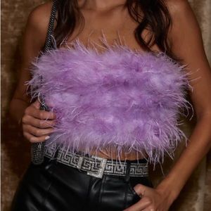 NWT Lavender Faux Feather Top